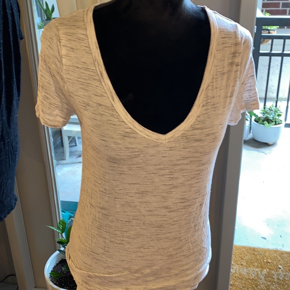 Merona white & gray shirt shortsleeve womens top soft cozy casual top XS​​ - Picture 3 of 7
